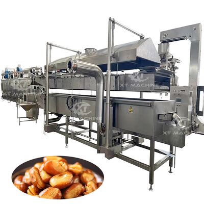 Good price Industrial Continuous Fryer Machine PLC Control 304 Stainless Steel Food Fryer for Peanuts Beans Fish Full-Auto Frying Machine online