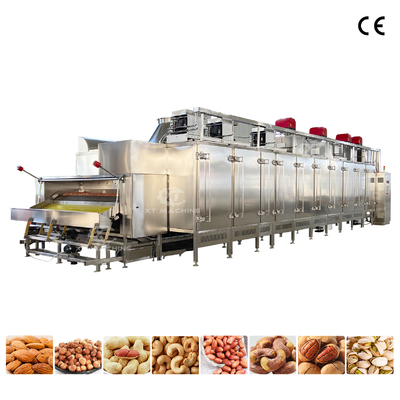 PLC Intelligent Control Continuous Nuts Roaster Made Of 304 Stainless Steel Safe Hygienic Simple Structure