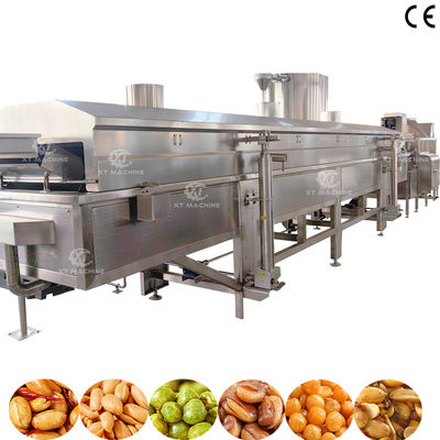 SUS304 500～1000kg/h Automatic Continuous Japanese Beans Frying Machine for Nut Snack Food Processing