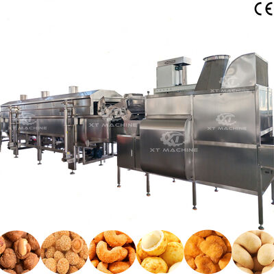 Full Automatic SUS304 Peanut Coating and Frying Production Line with 500-1000kg/h For Nut Processing Plants