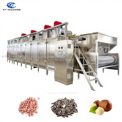 Stainless Steel Continuous Hot Air Nut Roaster with PLC Control and Cooling Section for Uniform Roasting