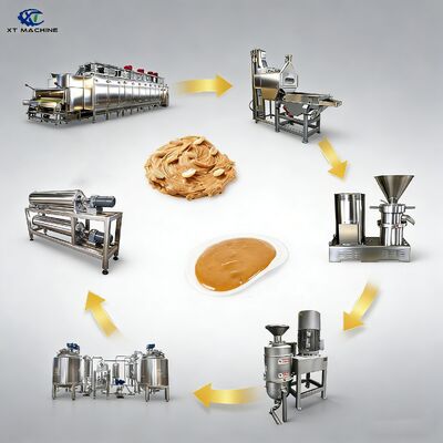 Automatic Peanut Butter/Almond Paste/Cashew Jam Production Line 200-5000kg/h Roaster/Split Blanching Machine/Grinder