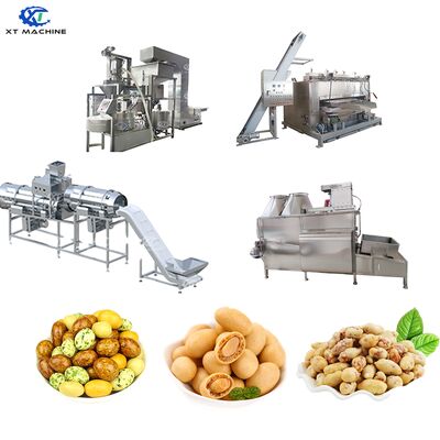 500-1000kg/h Capacity Peanut Coating and Roasting Processing Line with SUS304 Food-Grade Stainless Steel and  PLC Control