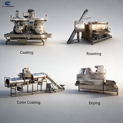 500-1000kg/h SUS304 Peanut Coating Machine with Siemens PLC for Nuts Processing Line