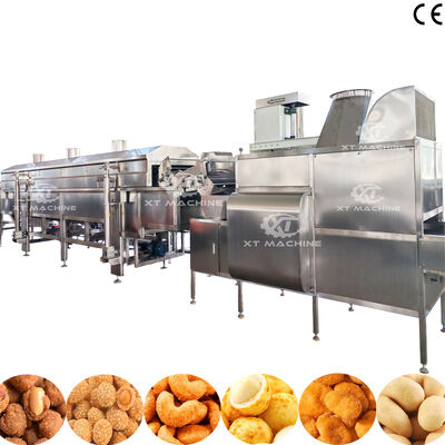 Full Automatic SUS304 Peanut Coating and Frying Production Line with 500-1000kg/h For Nut Processing Plants