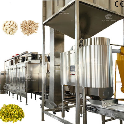 Commercial 1000kg/h-2000kg/h Peanut/Hazelnut/Pistachio Roasting and Blanching Production Line Stainless Steel 304 Construction