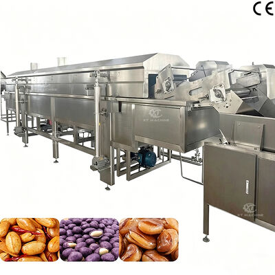 Máquina freidora automática continua de cacahuetes recubiertos acero inoxidable 304, fríe maíz y frutos secos con separación agua-aceite