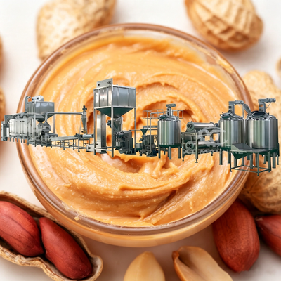 Full-Automatic Peanut Butter Production Line with CE/ISO Certification De-stoning, Roasting, Blanching, Sorting, Grinding, Mixing, Degassing & Cooling Integrated System