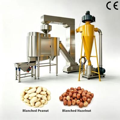 Large Capacity Peanut Blanching Equipment PLC Controlled SS304 Pneumatic Red Skin Peeler Auto Feed Discharge